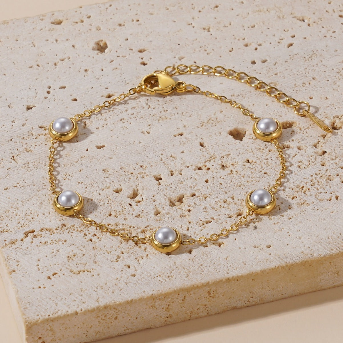 Pulsera de aguamarina y perla hecha a mano