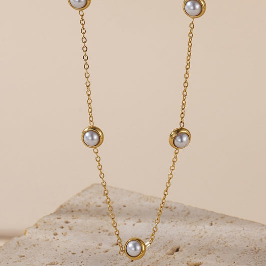 Pearl Choker Necklace 14K Gold Plated