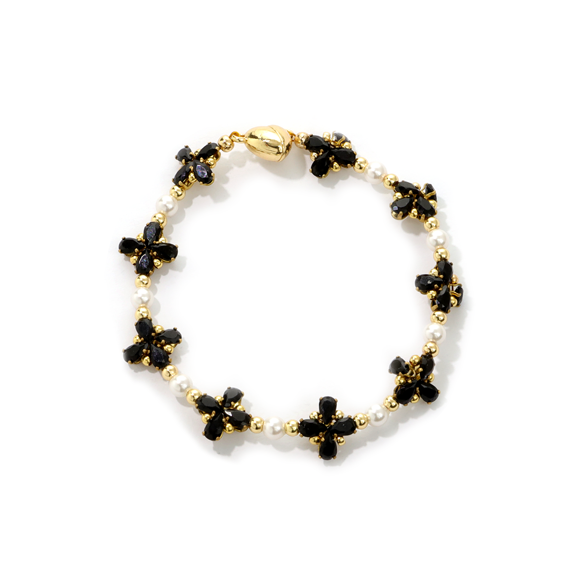 Kit-M23 Pearl and Black Zircon Handmade Bracelet DIY Kit