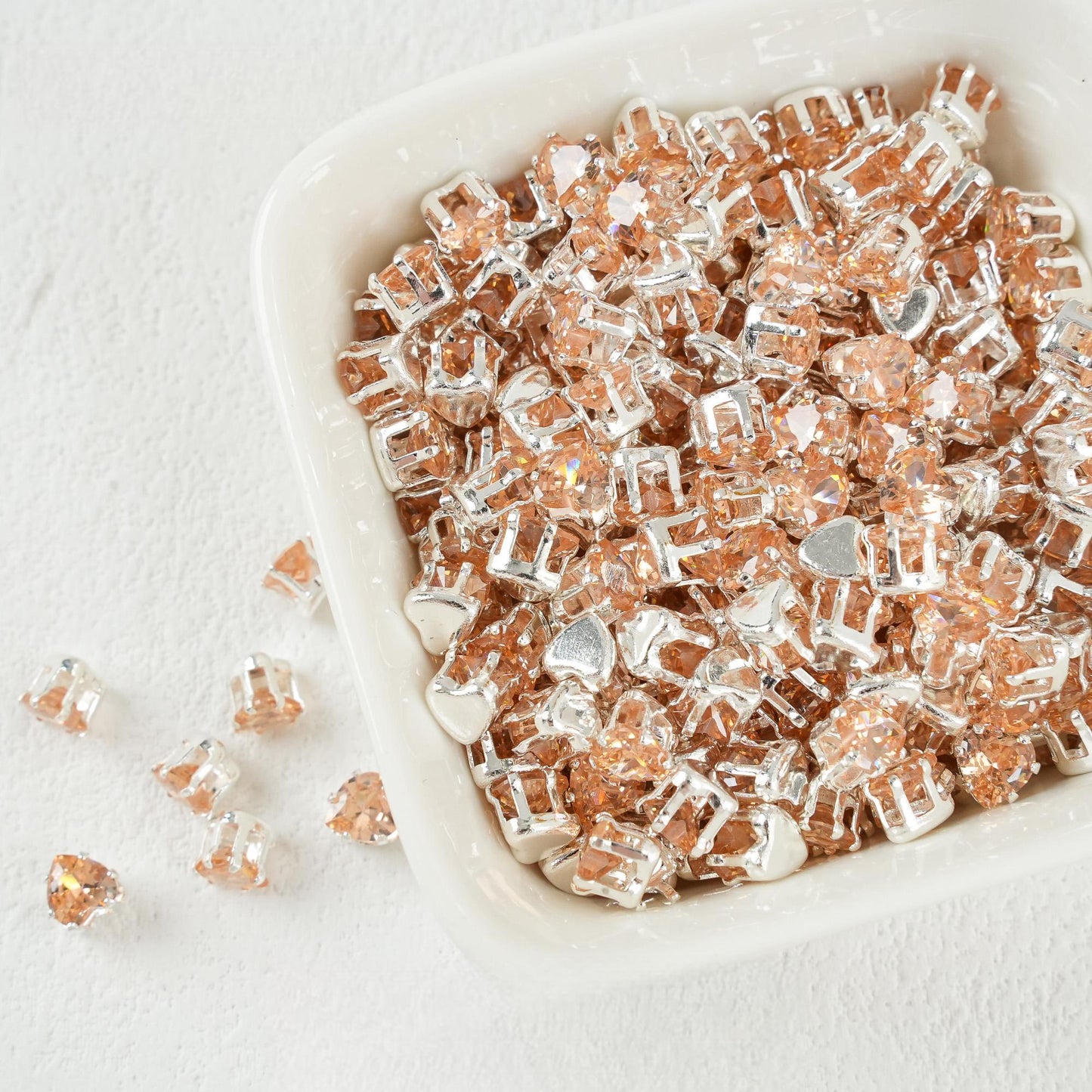 Heart-Shaped Zirconia Beads DIY Accessories Silver-Plated 6MM