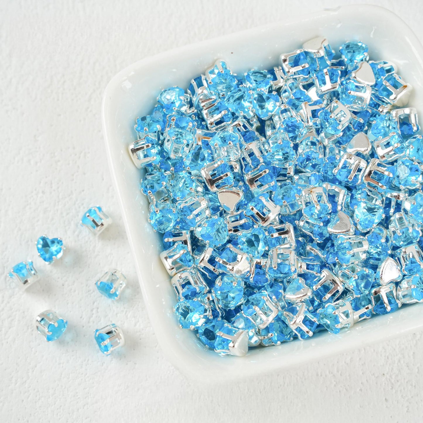 Heart-Shaped Zirconia Beads DIY Accessories Silver-Plated 6MM