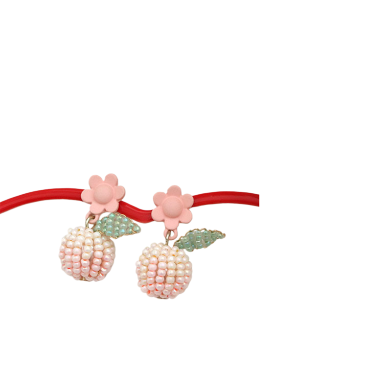 Seed Beads Earrings Handcrafted Pink Flower Silver Needle