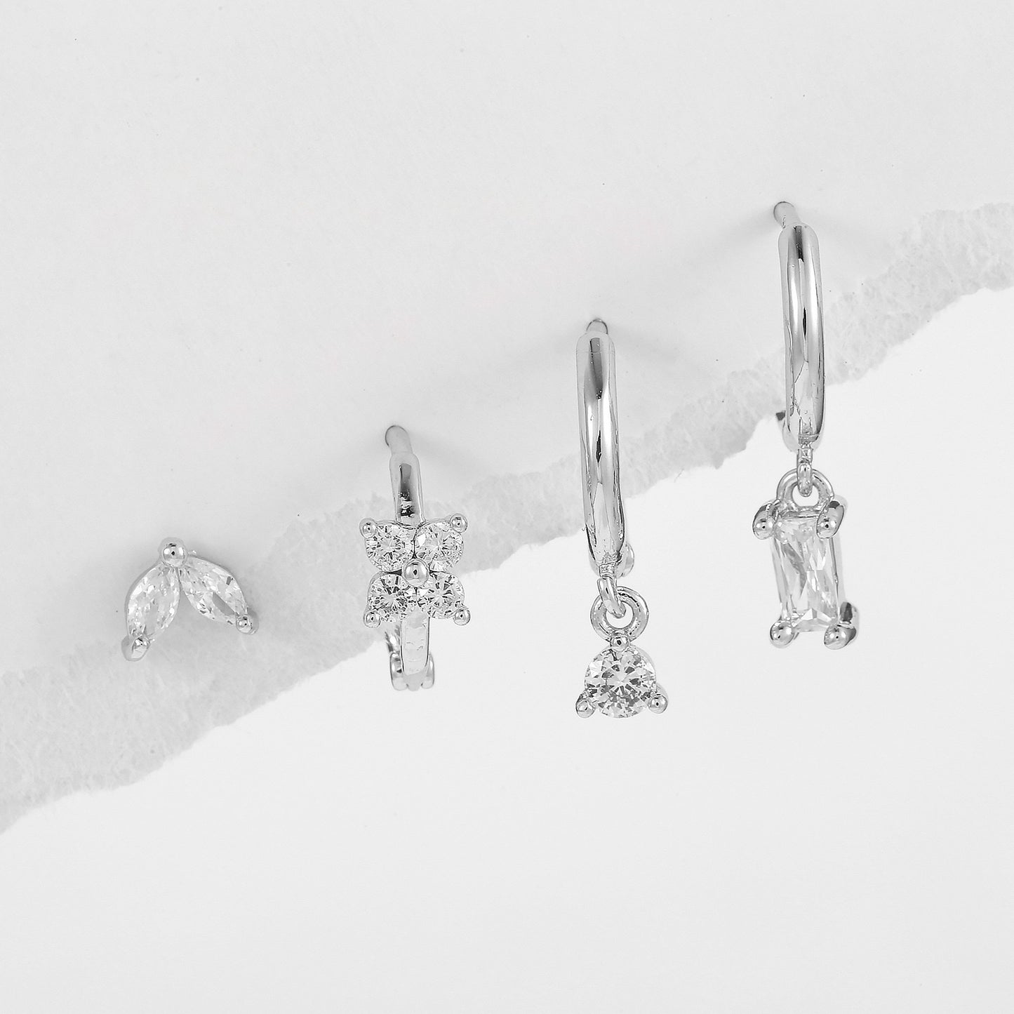 Pendientes de circonita para cartílago, piercings, 4 piezas