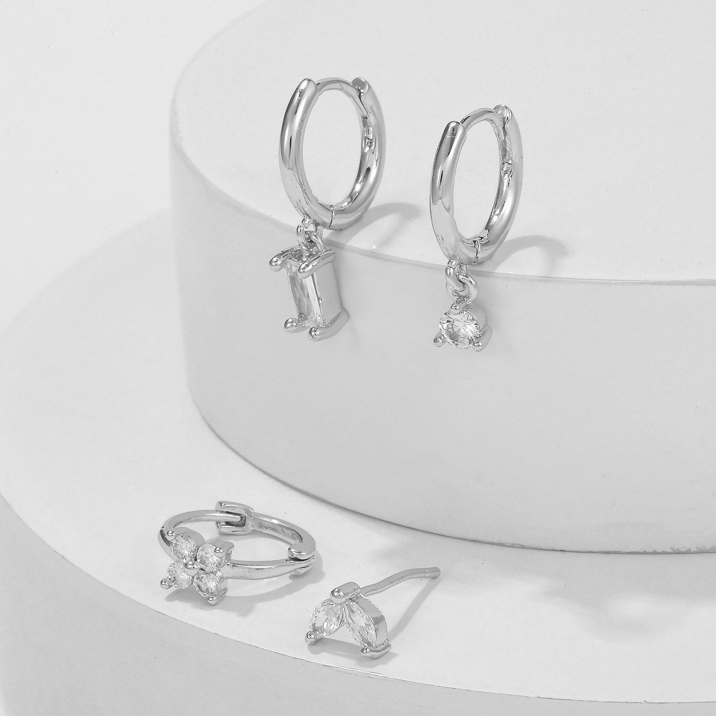 Pendientes de circonita para cartílago, piercings, 4 piezas