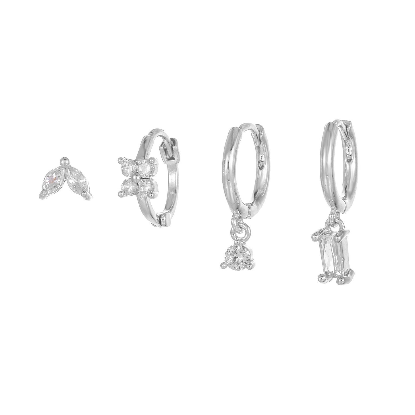 Pendientes de circonita para cartílago, piercings, 4 piezas
