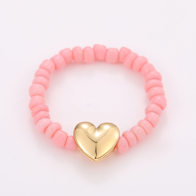 Anillos de cuentas hechos a mano para el verano: juego de 10 anillos de dopamina coloridos