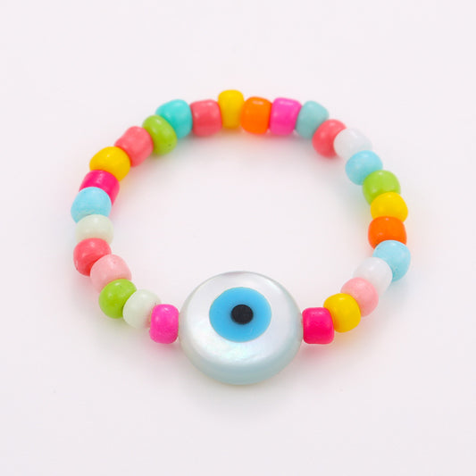 Anillos de cuentas hechos a mano para el verano: juego de 10 anillos de dopamina coloridos
