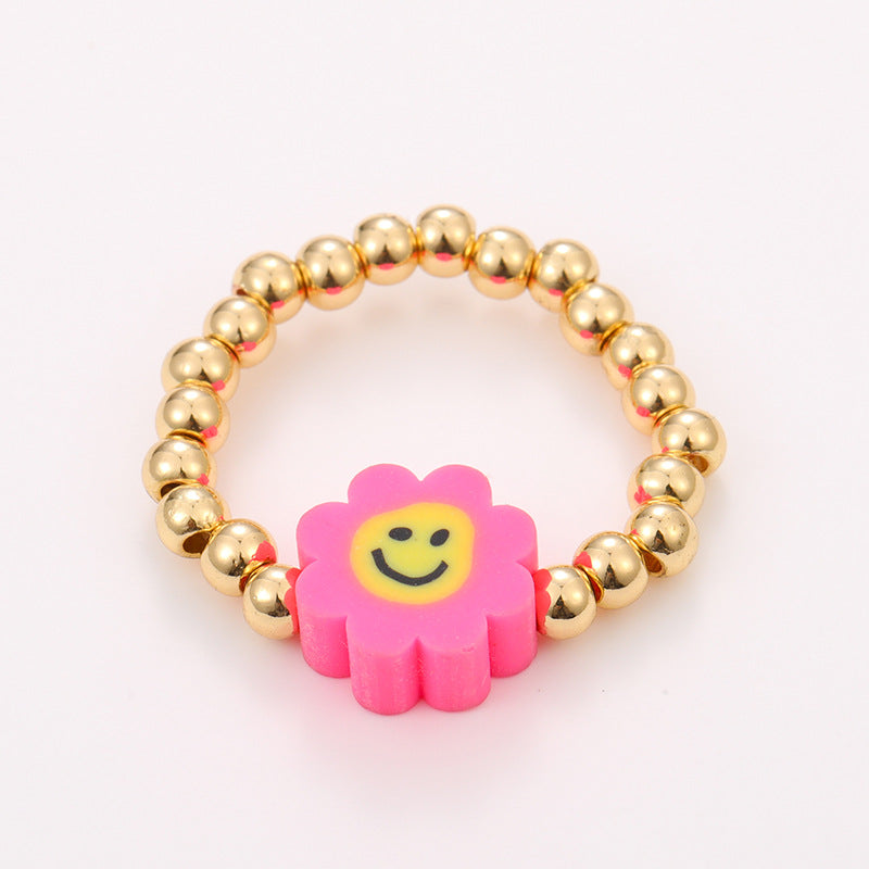 Anillos de cuentas hechos a mano para el verano: juego de 10 anillos de dopamina coloridos