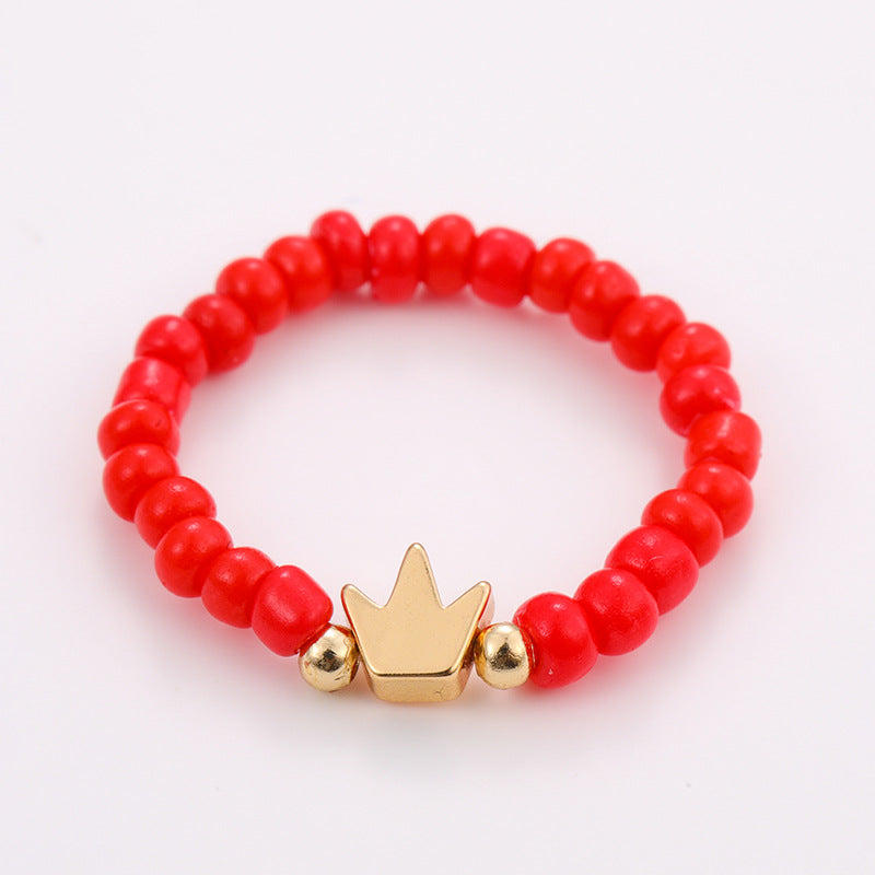 Anillos de cuentas hechos a mano para el verano: juego de 10 anillos de dopamina coloridos