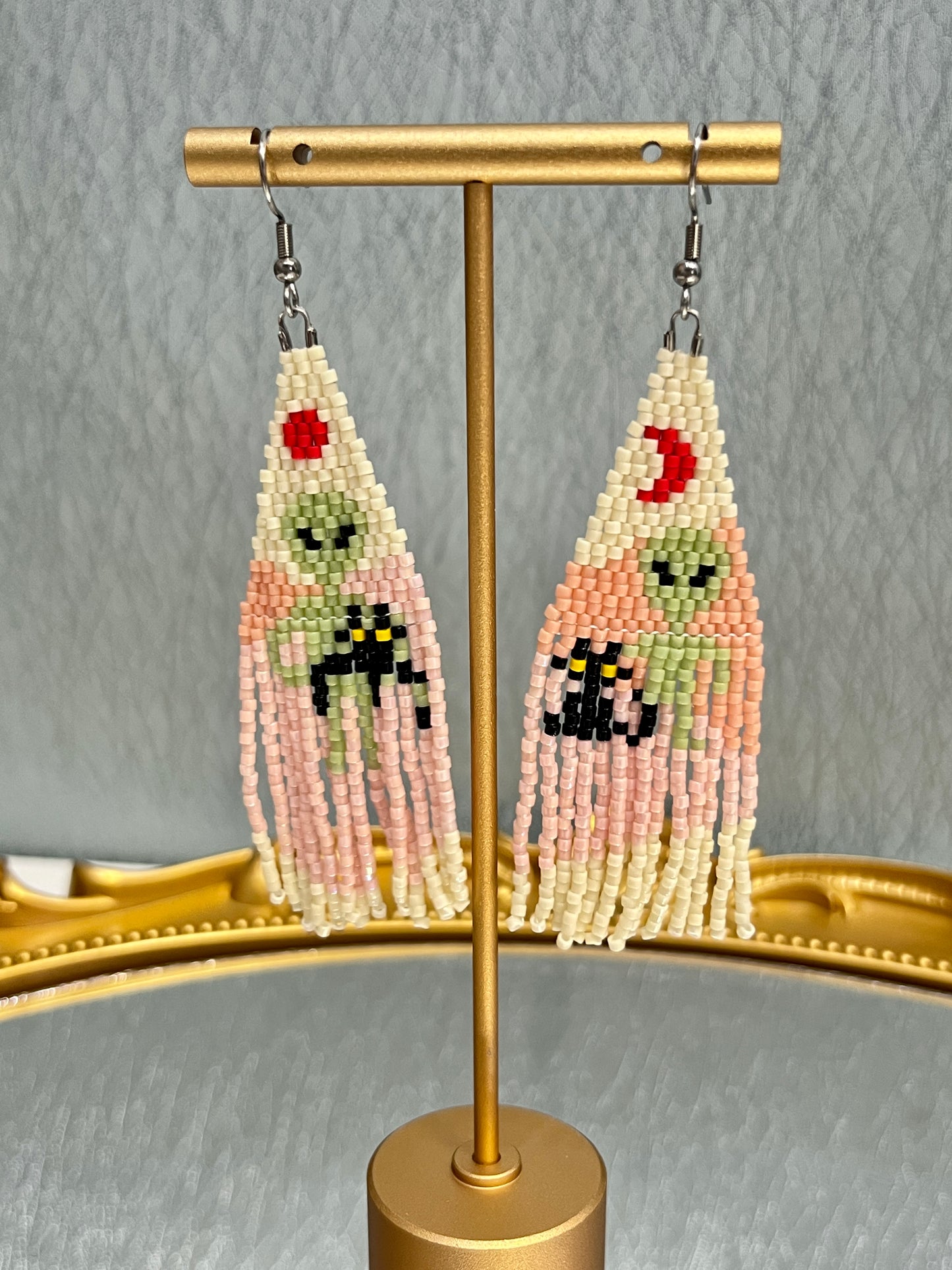 Pendientes bohemios vintage Sun&Moon Pendientes con borlas de cuentas egipcias hechas a mano