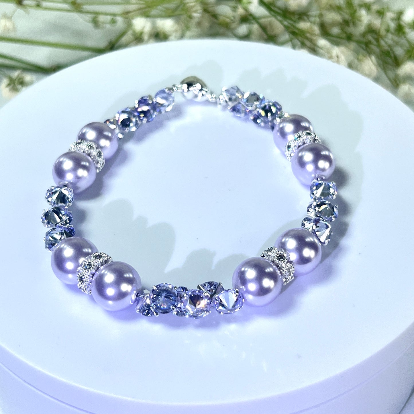 Kit-M09 Purple Pearl & Zircon Handmade Bracelet DIY Kit