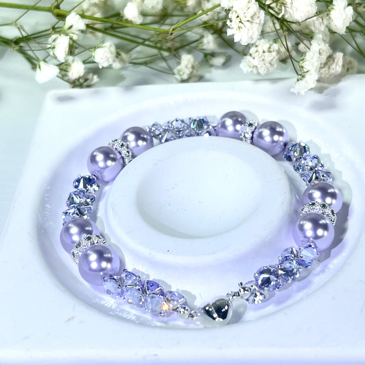 Kit-M09 Purple Pearl & Zircon Handmade Bracelet DIY Kit