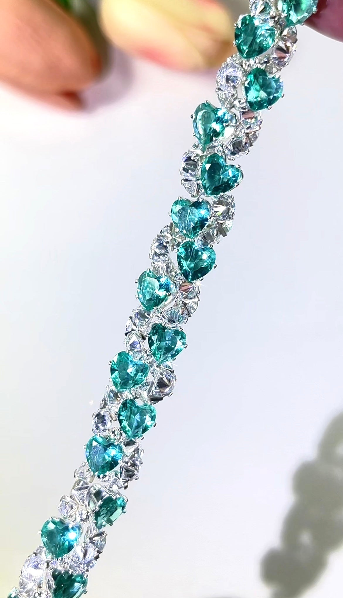 OneMillet Kit-M78 Teal Heart-Shaped Cubic Zirconia Bracelet  DIY Kit