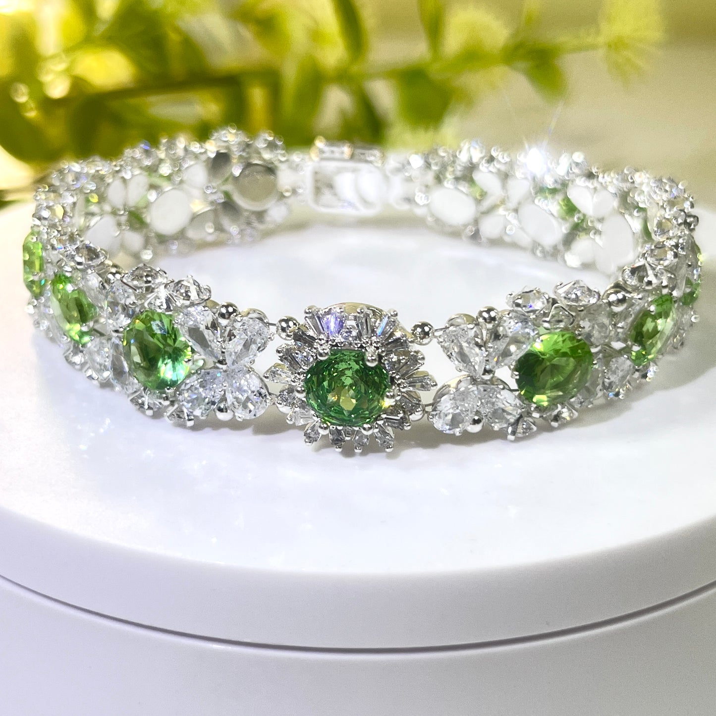Kit-M79 Green Rose Cut Zircon Bracelet DIY Kit Zirconia Bracelet