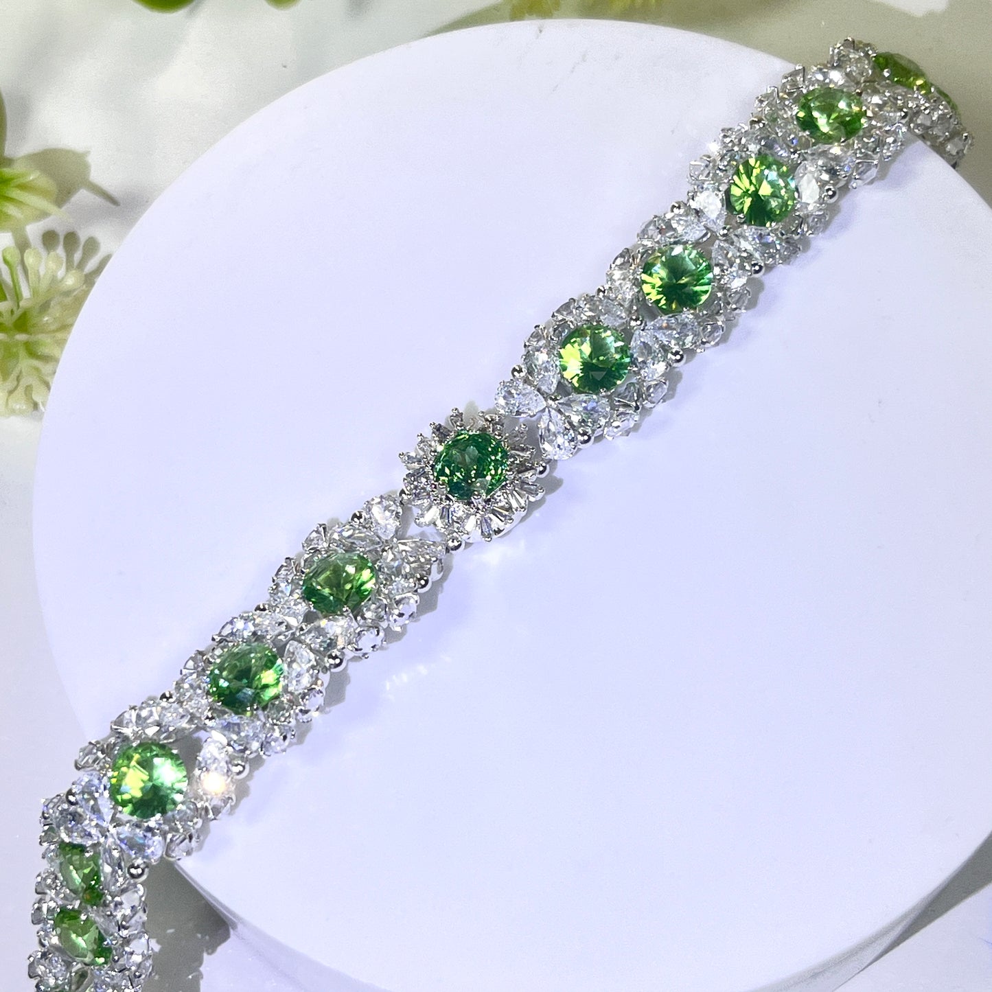 Kit-M79 Green Rose Cut Zircon Bracelet DIY Kit Zirconia Bracelet
