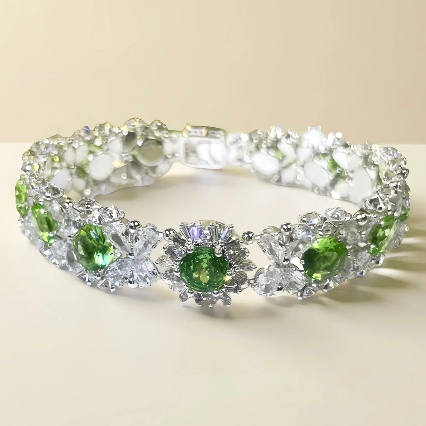 Kit-M79 Green Rose Cut Zircon Bracelet DIY Kit Zirconia Bracelet
