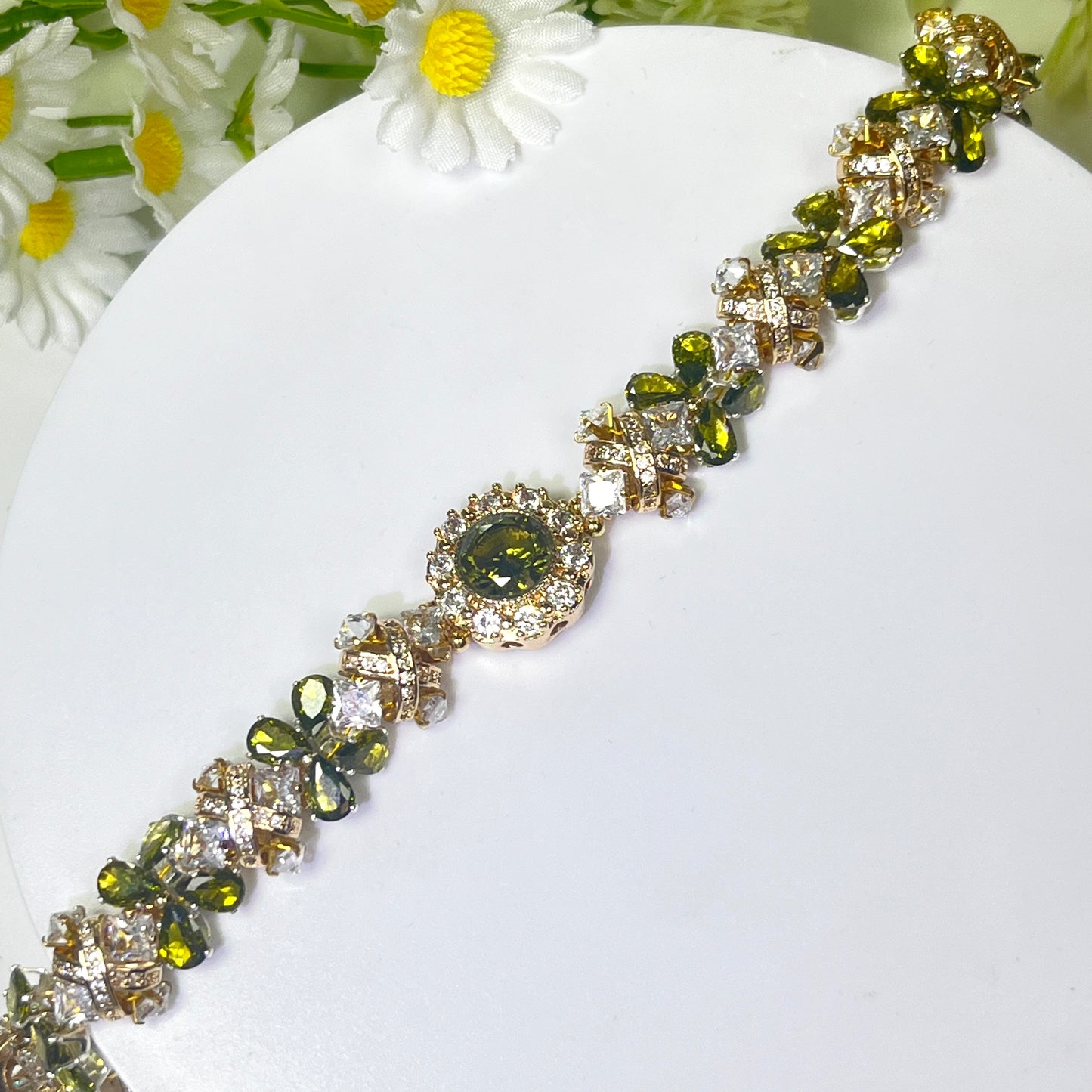 OneMillet Bracelet Kit-M105 Premium 5A Grade Olive Green Zircon Bracelet DIY Kit
