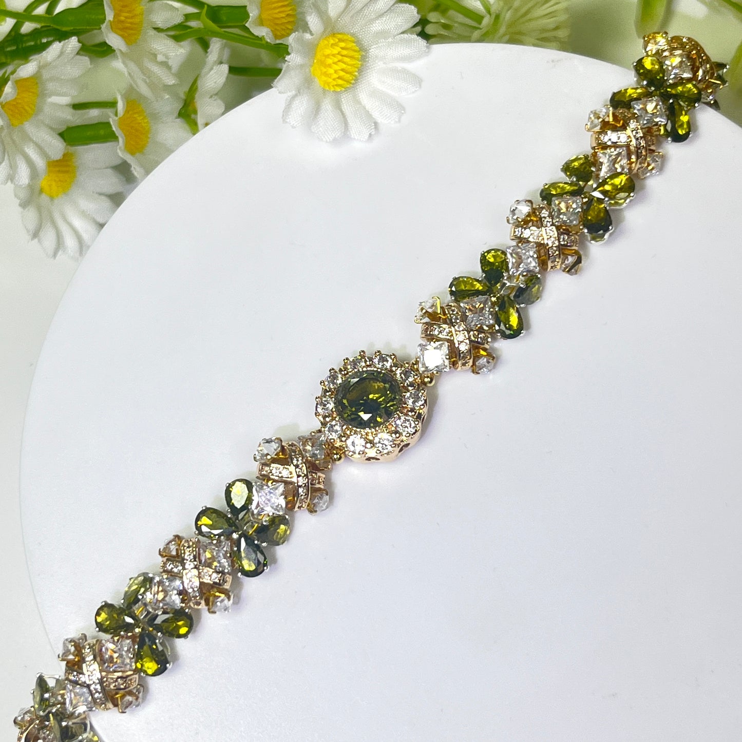 OneMillet Bracelet Kit-M105 Premium 5A Grade Olive Green Zircon Bracelet DIY Kit