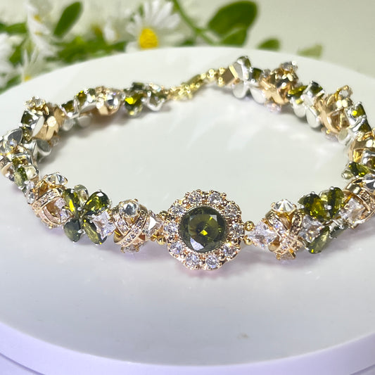 OneMillet Bracelet Kit-M105 Premium 5A Grade Olive Green  Zircon Bracelet DIY Kit