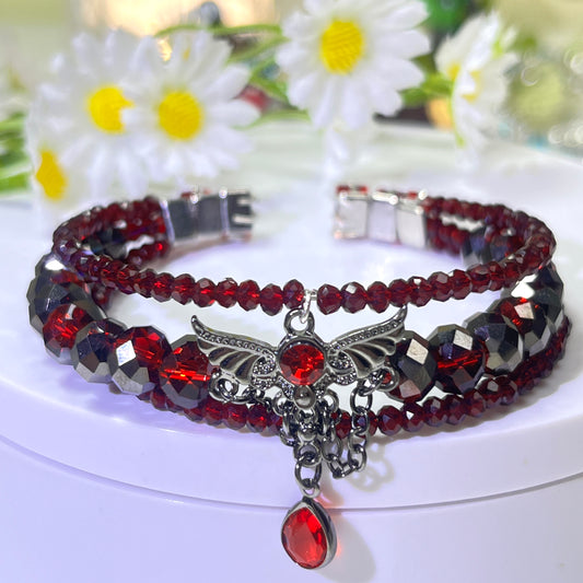 OneMillet  Kit-M110 Angel’s Tear in Red & Black  Handmade Cuff