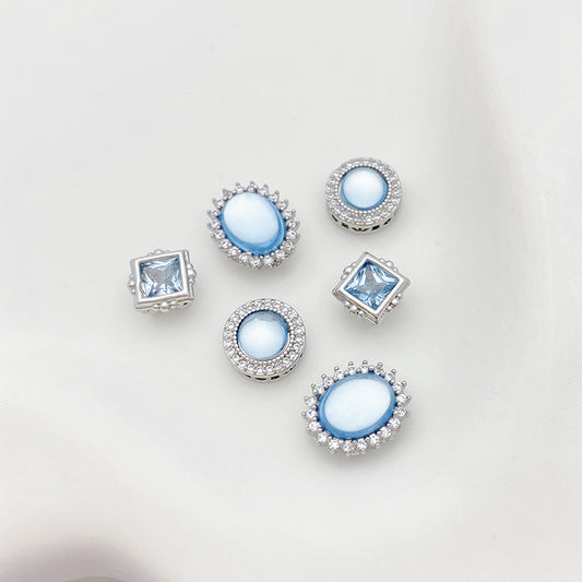 Cuentas espaciadoras de aguamarina y circón hechas a mano para hacer pulseras y collares con abalorios, suministros para hacer joyas
