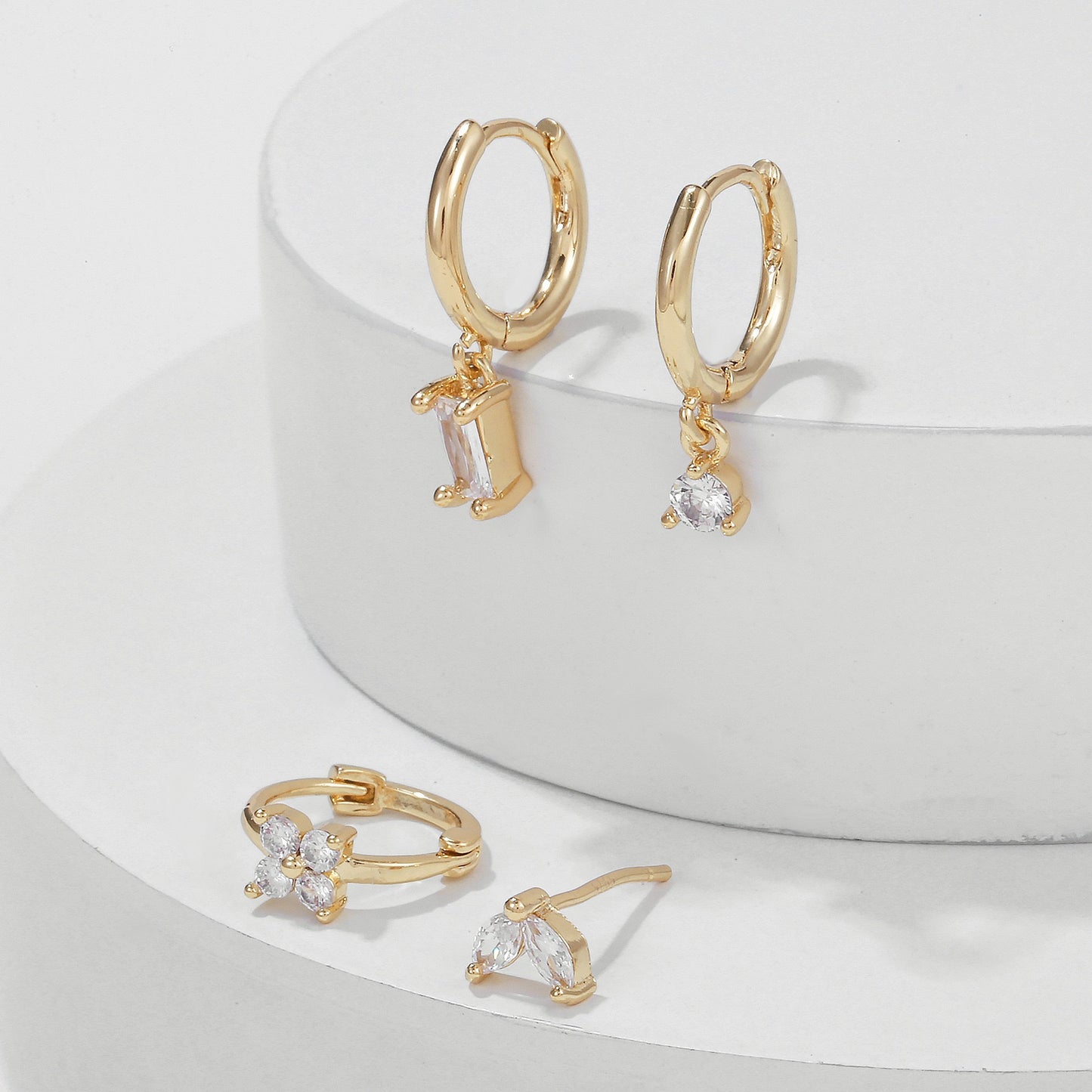 Pendientes de circonita para cartílago, piercings, 4 piezas