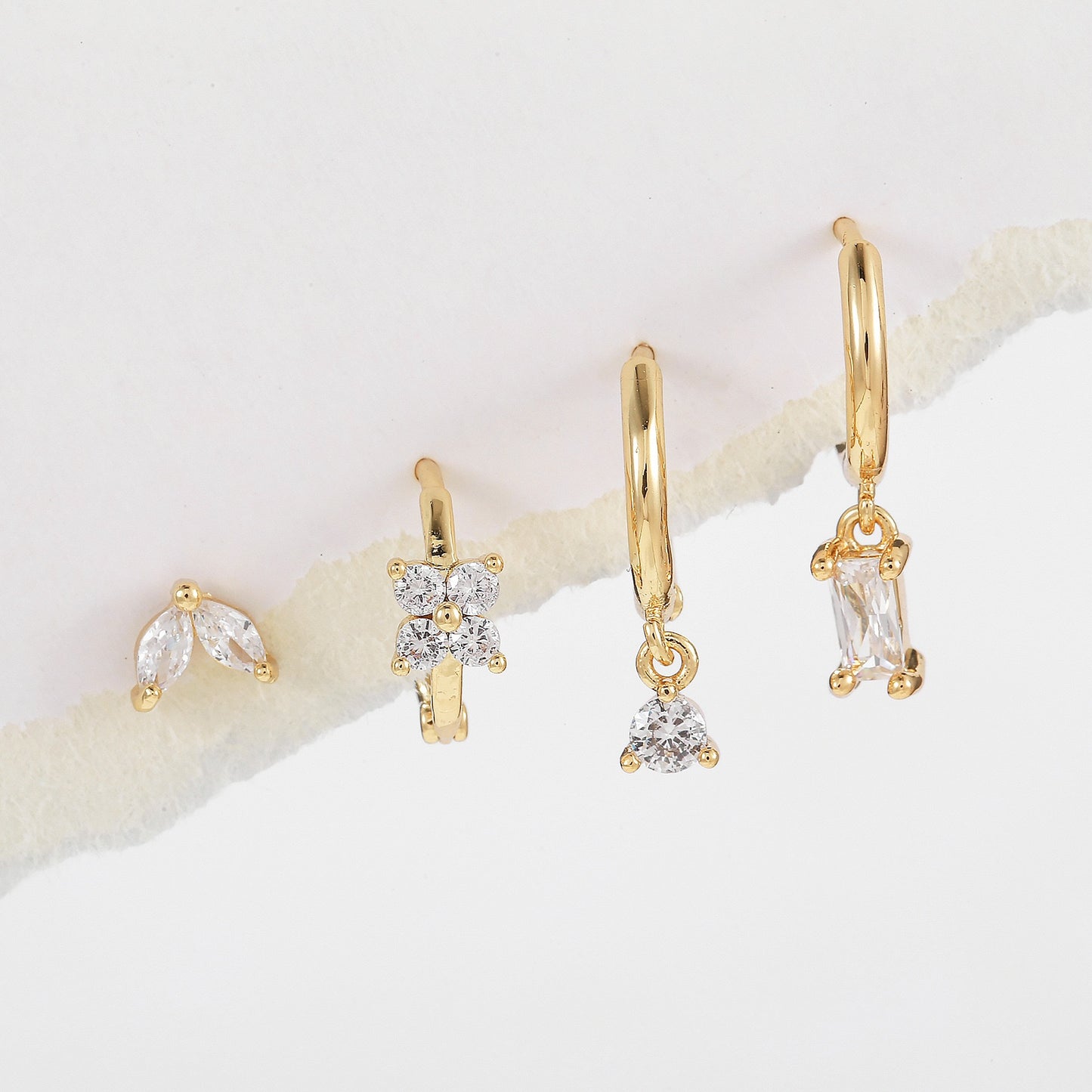Pendientes de circonita para cartílago, piercings, 4 piezas