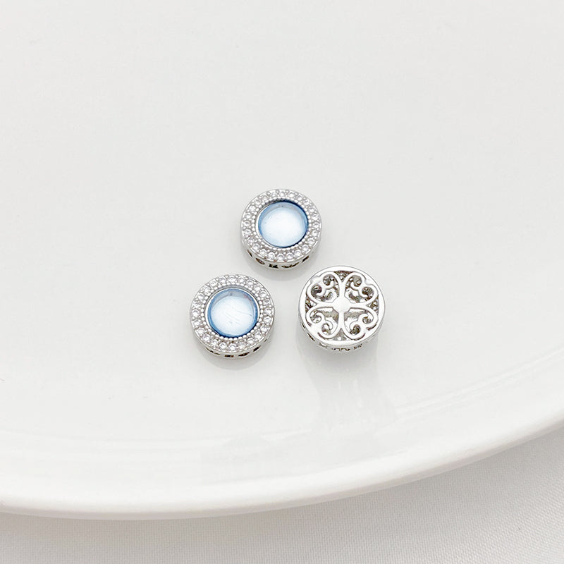 Cuentas espaciadoras de aguamarina y circón hechas a mano para hacer pulseras y collares con abalorios, suministros para hacer joyas