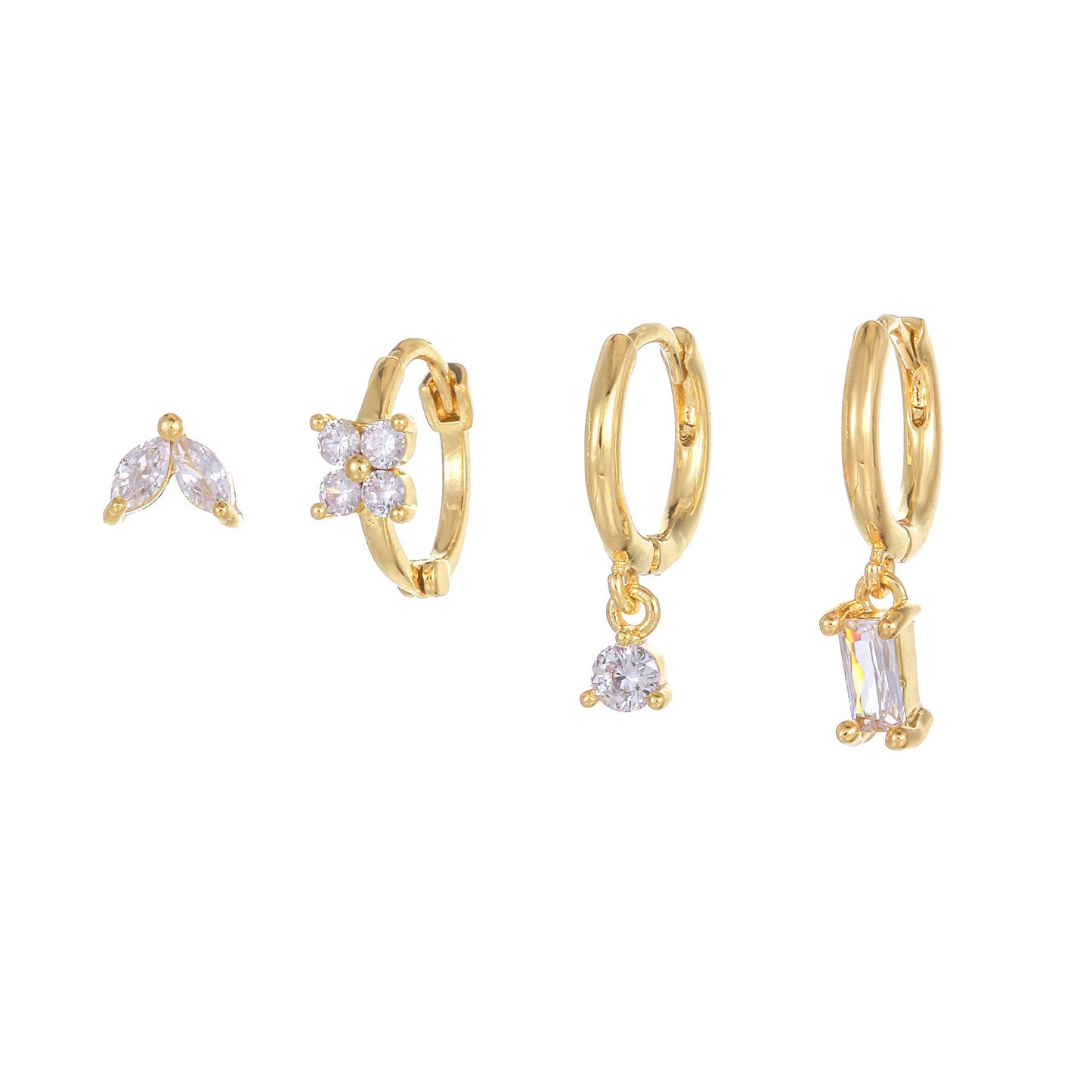 Pendientes de circonita para cartílago, piercings, 4 piezas