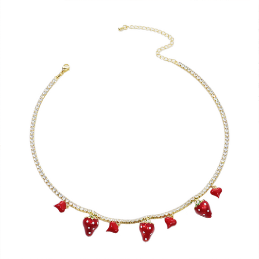 Strawberry Red Heart Zircon Necklace