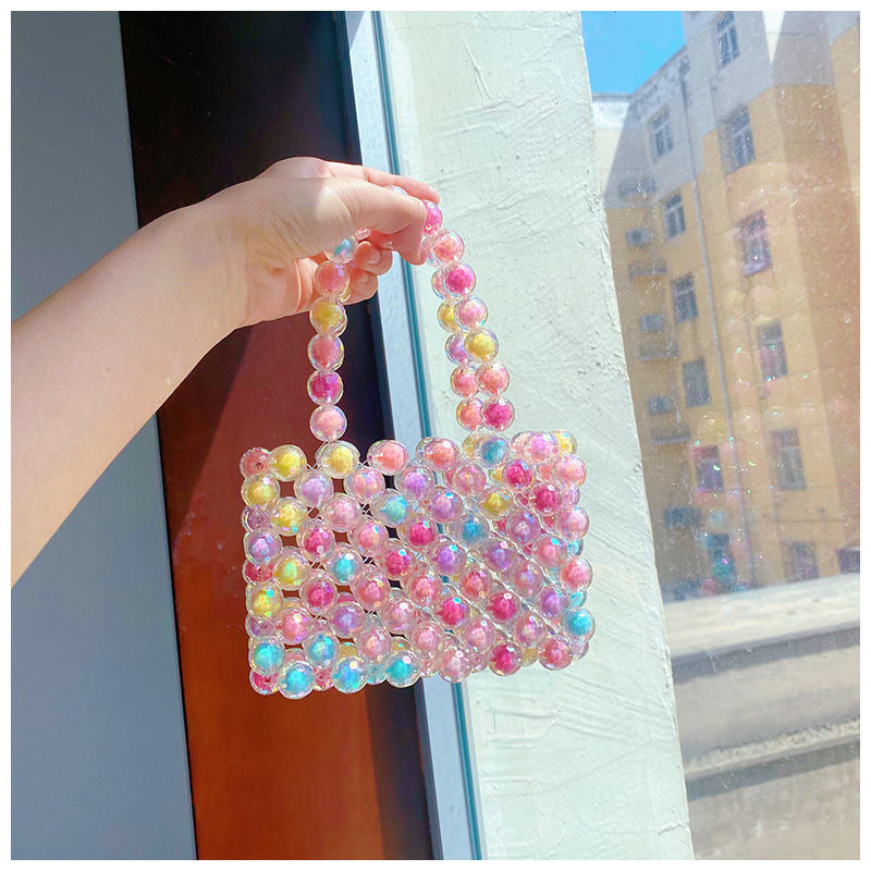 Bolso colorido de cuentas hecho a mano