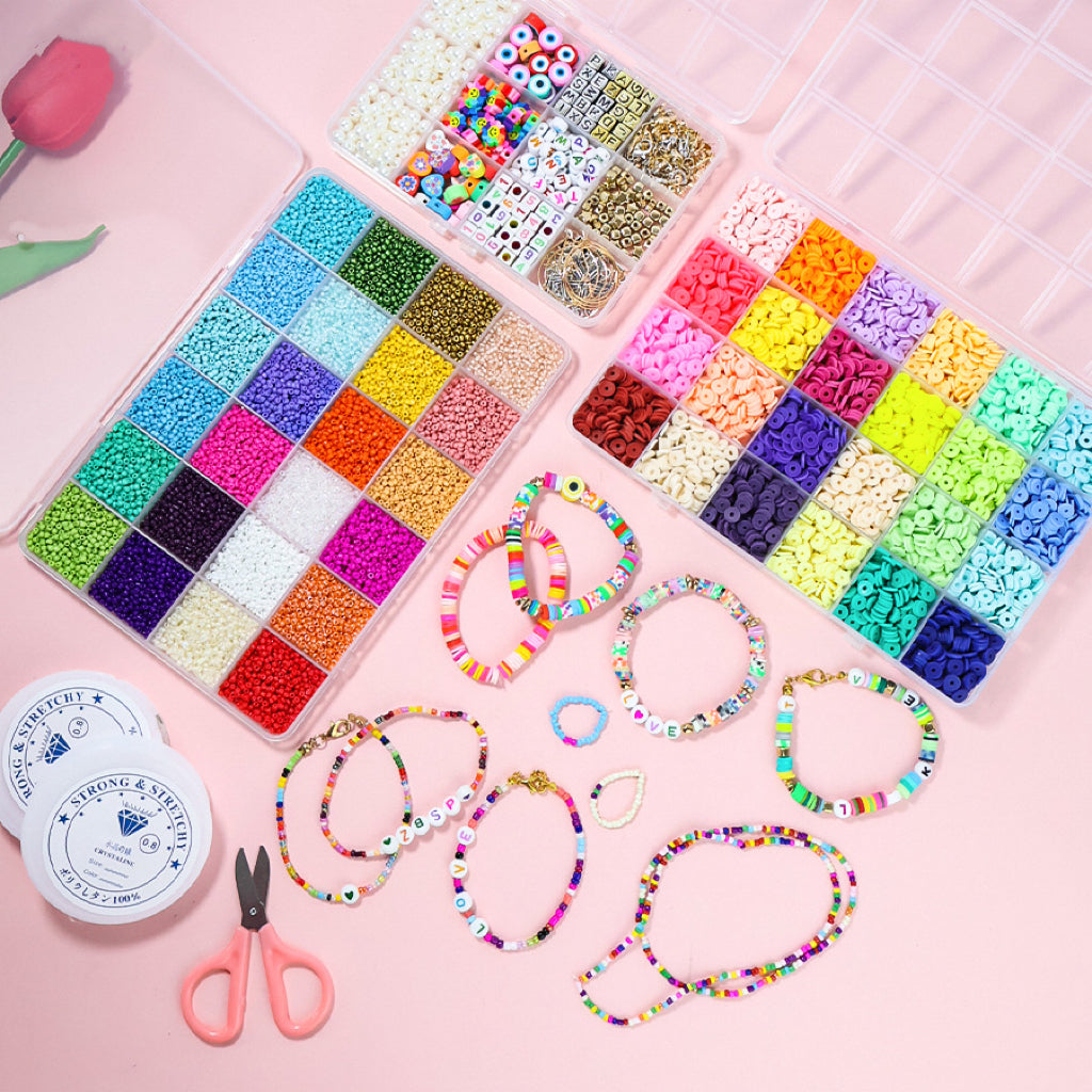 Conjunto completo de pulseras de cuentas, collares y accesorios para hacer uno mismo