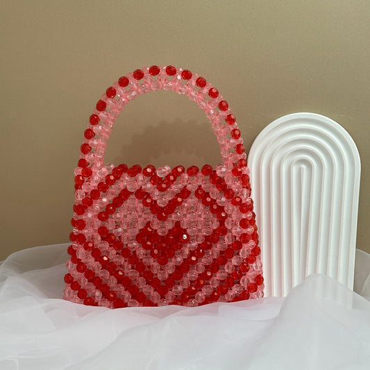 Bolso de mano con cuentas y cristales hecho a mano