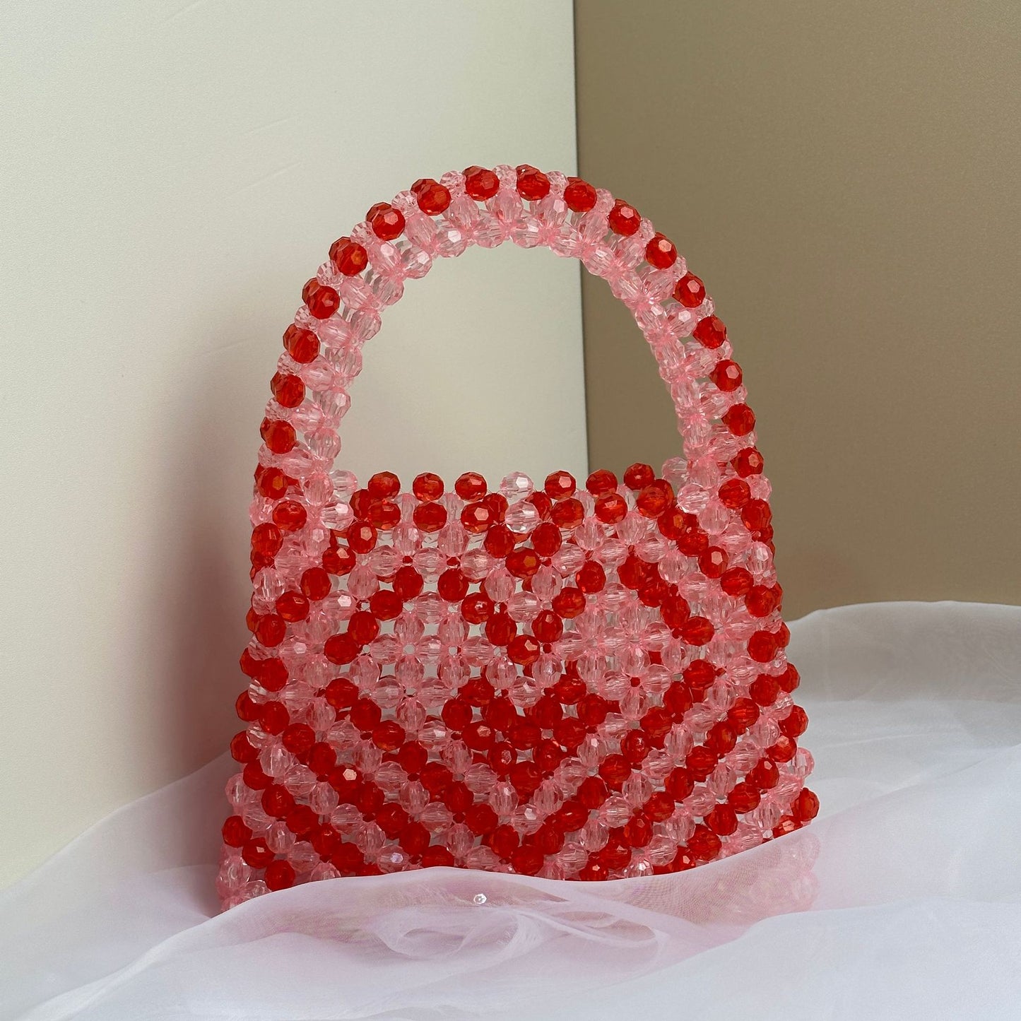Bolso de mano con cuentas y cristales hecho a mano