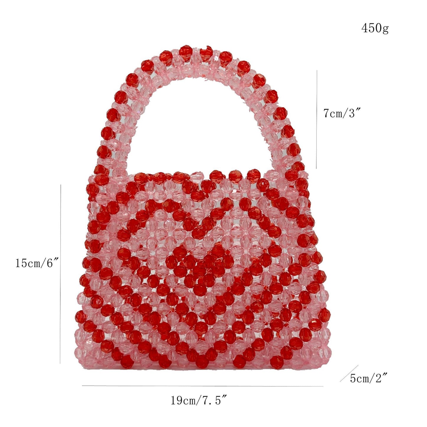 Bolso de mano con cuentas y cristales hecho a mano