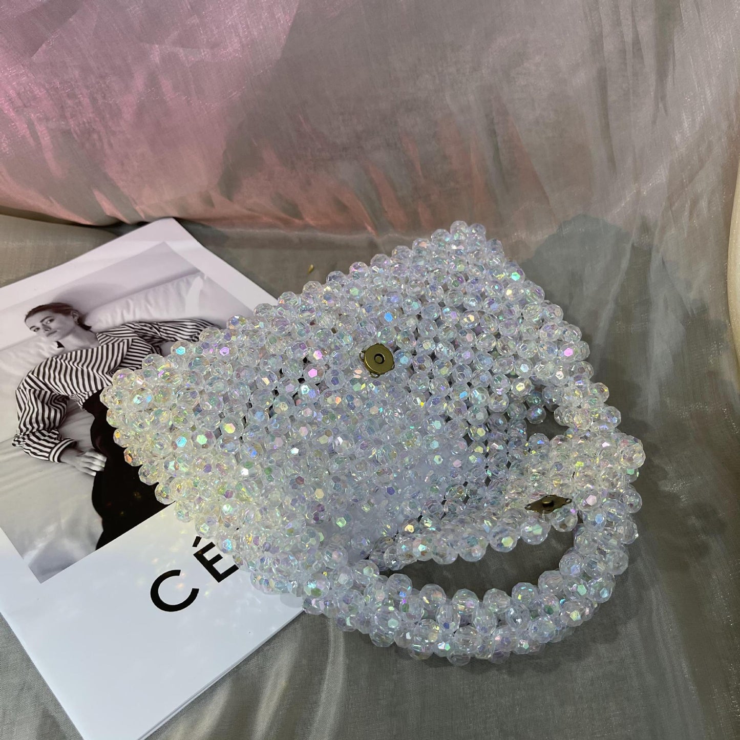 Bolso de mano de moda con cuentas hechas a mano