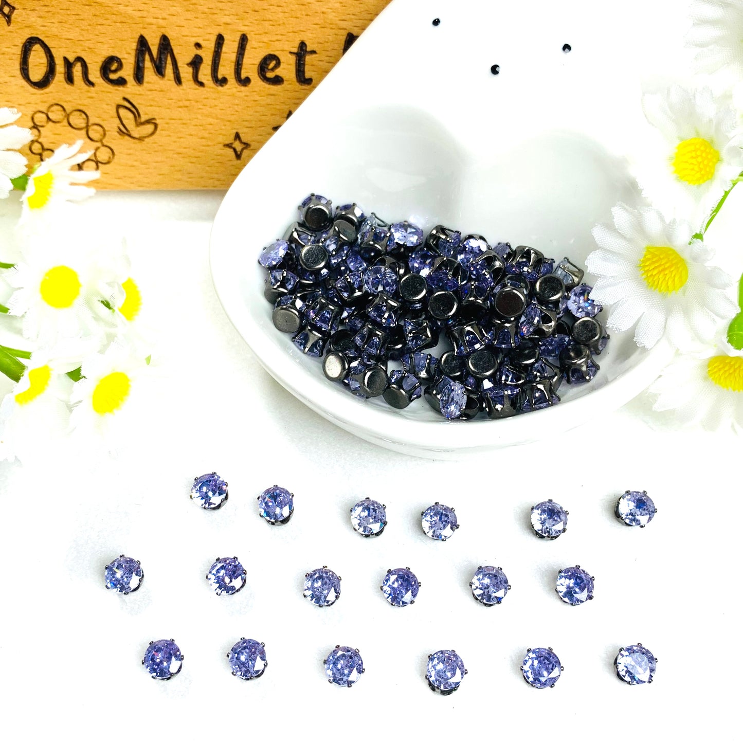 OneMillet Black-Base Round Zirconia Stone 5mm
