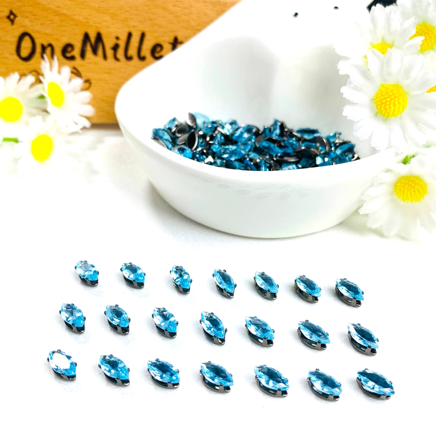 OneMillet Black-Base Marquise Zirconia Stone 4×8mm