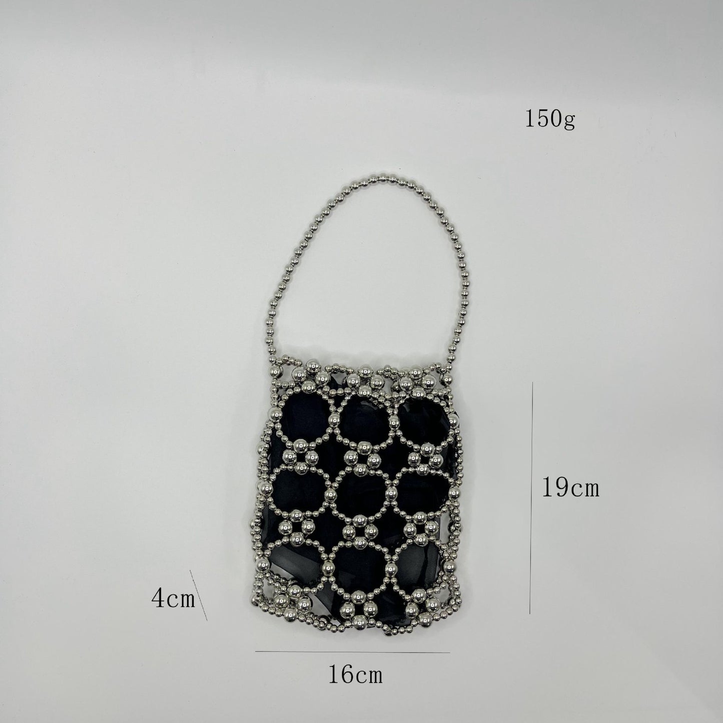 Bolso de mano con perlas hecho a mano, bolso de mano con perlas, color negro