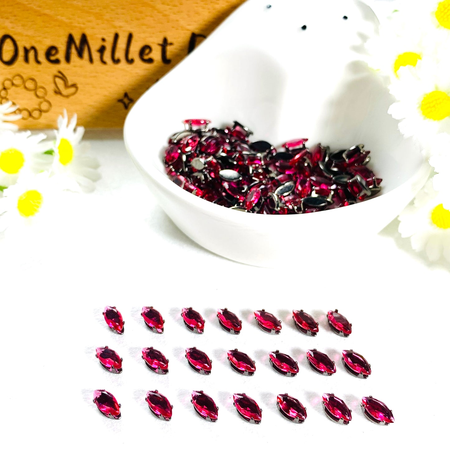 OneMillet Black-Base Marquise Zirconia Stone 4×8mm