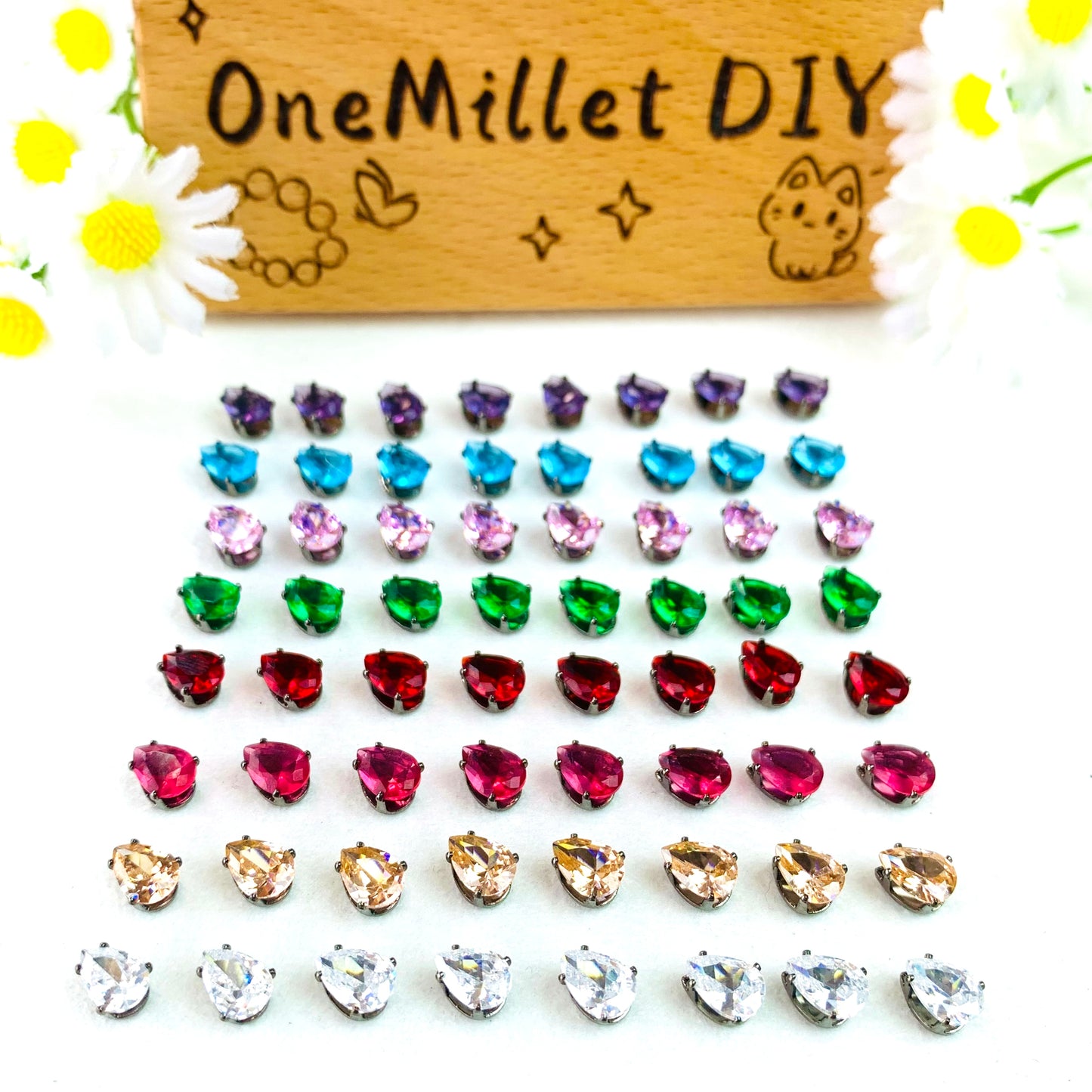 OneMillet Black-Base Teardrop Zirconia Stone 4×6mm