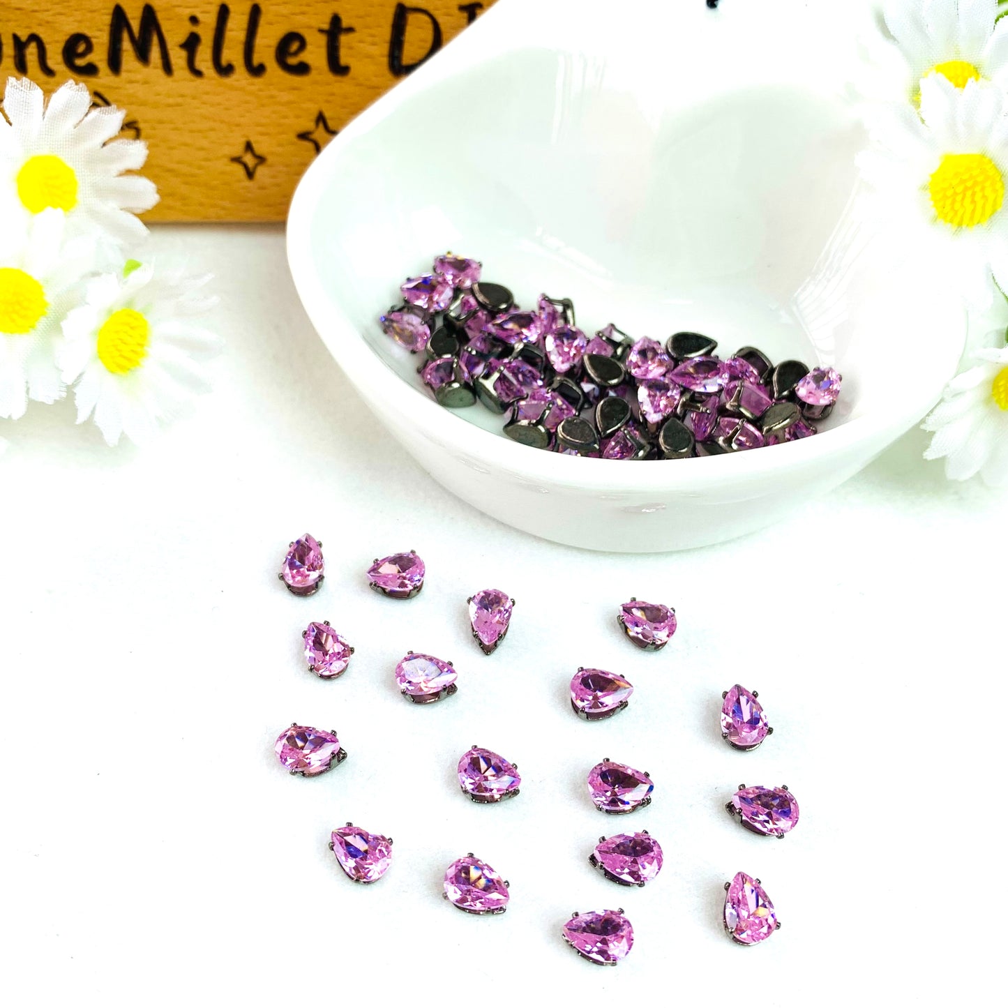 OneMillet Black-Base Teardrop Zirconia Stone 4×6mm