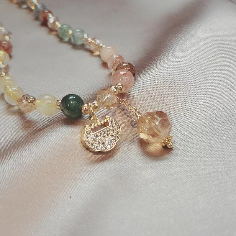 Pulsera de cuentas de cristal natural con dijes Pulsera delicada de la amistad