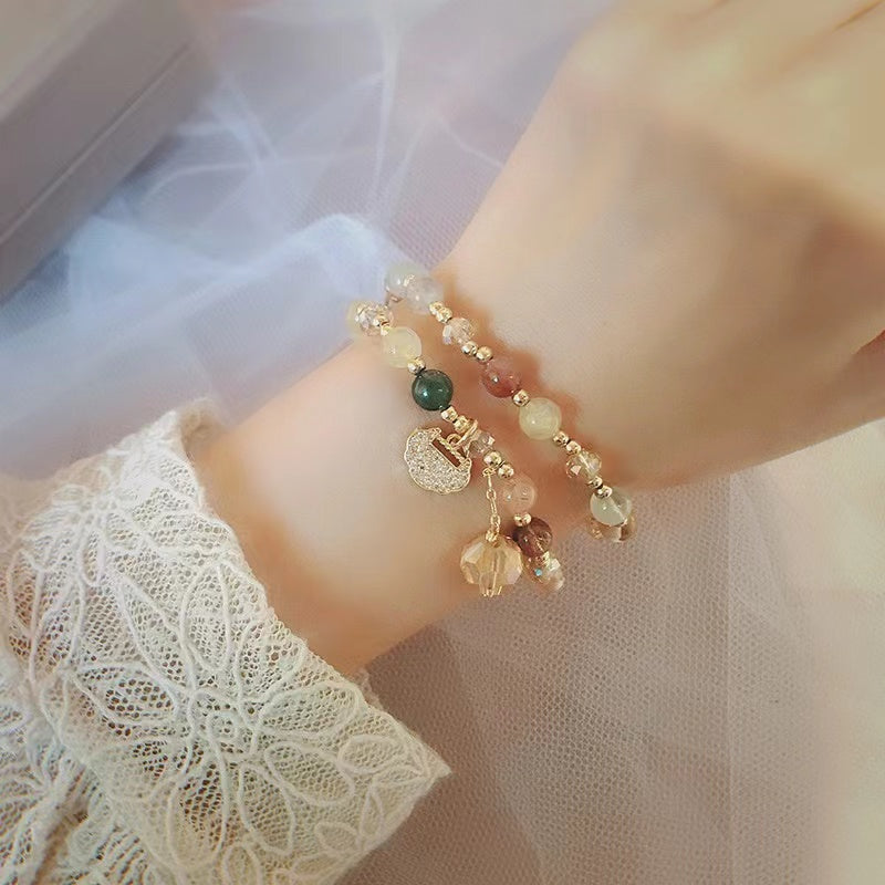 Pulsera de cuentas de cristal natural con dijes Pulsera delicada de la amistad