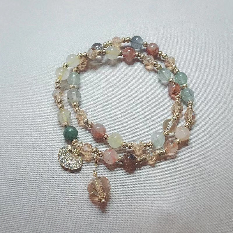 Pulsera de cuentas de cristal natural con dijes Pulsera delicada de la amistad