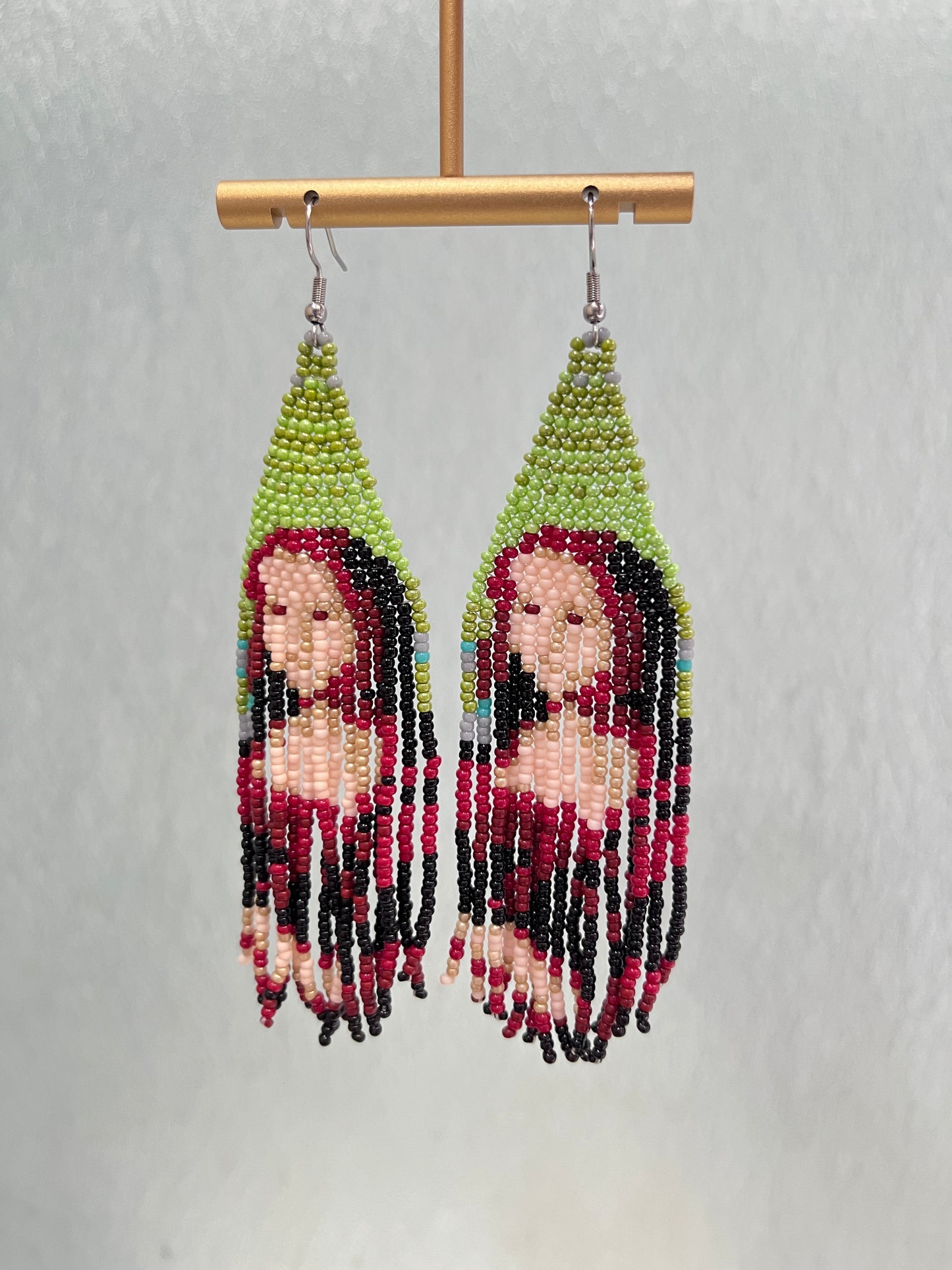 Mona Lisa Vintage Bohemian Earrings Egyptian Seed Bead Handmade Tassel Earrings