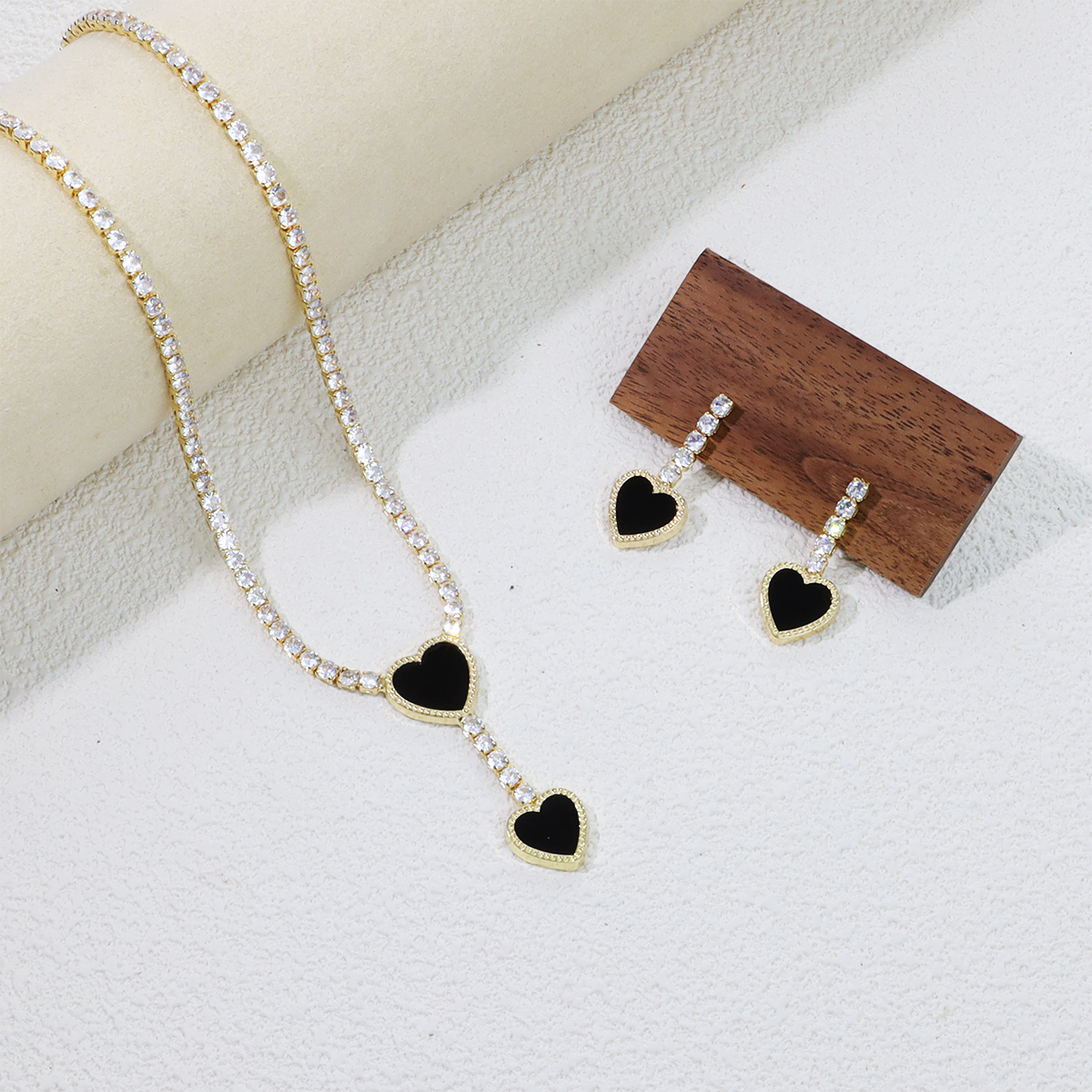 Heart Zircon Necklace and Earring Set