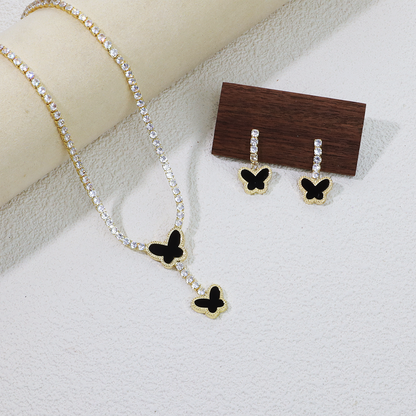 Butterfly Zircon Necklace and Earring Set