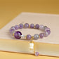 Natural Amethyst Bracelet with Shell Lily of the Valley Pendant