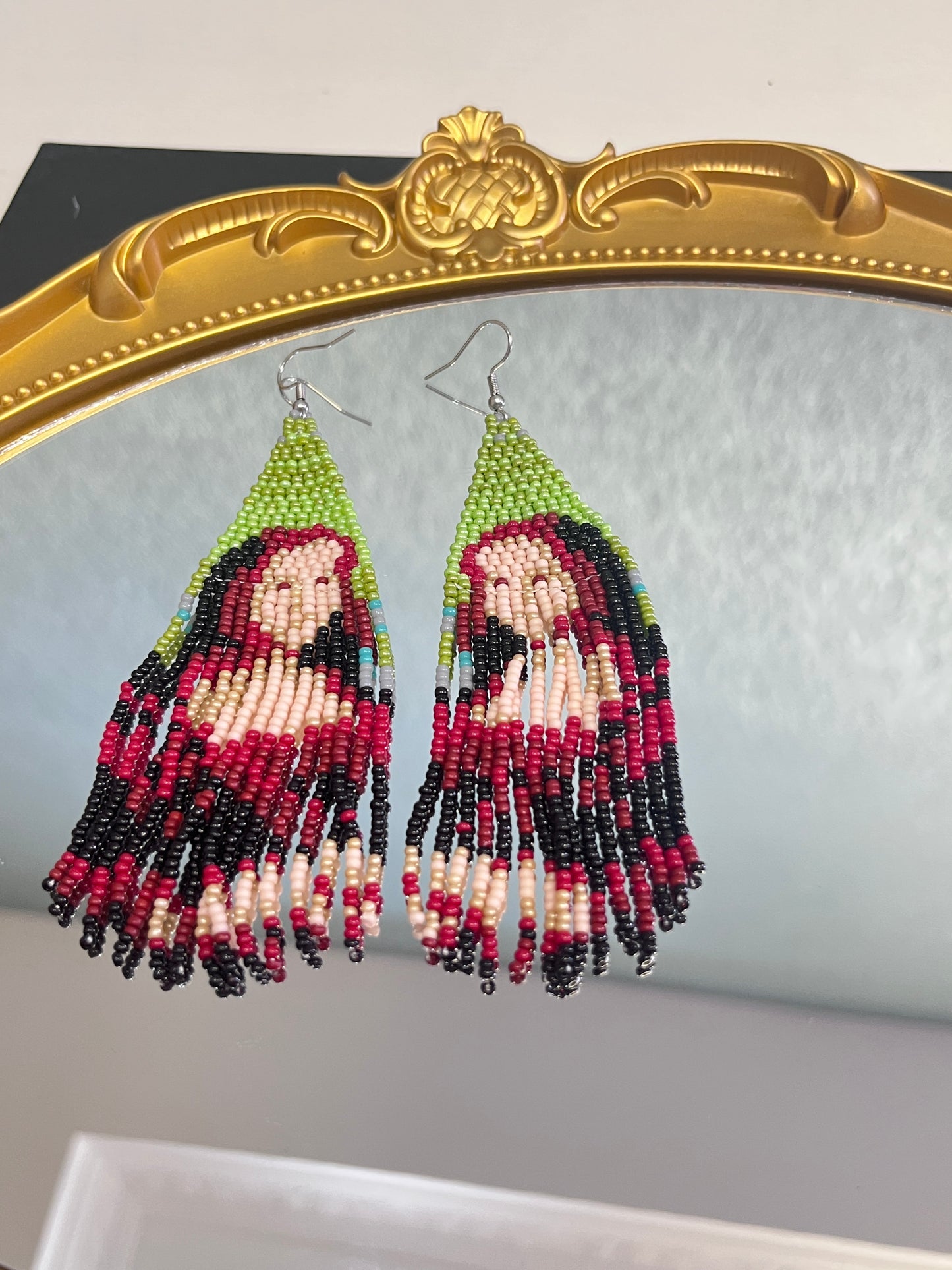 Mona Lisa Vintage Bohemian Earrings Egyptian Seed Bead Handmade Tassel Earrings